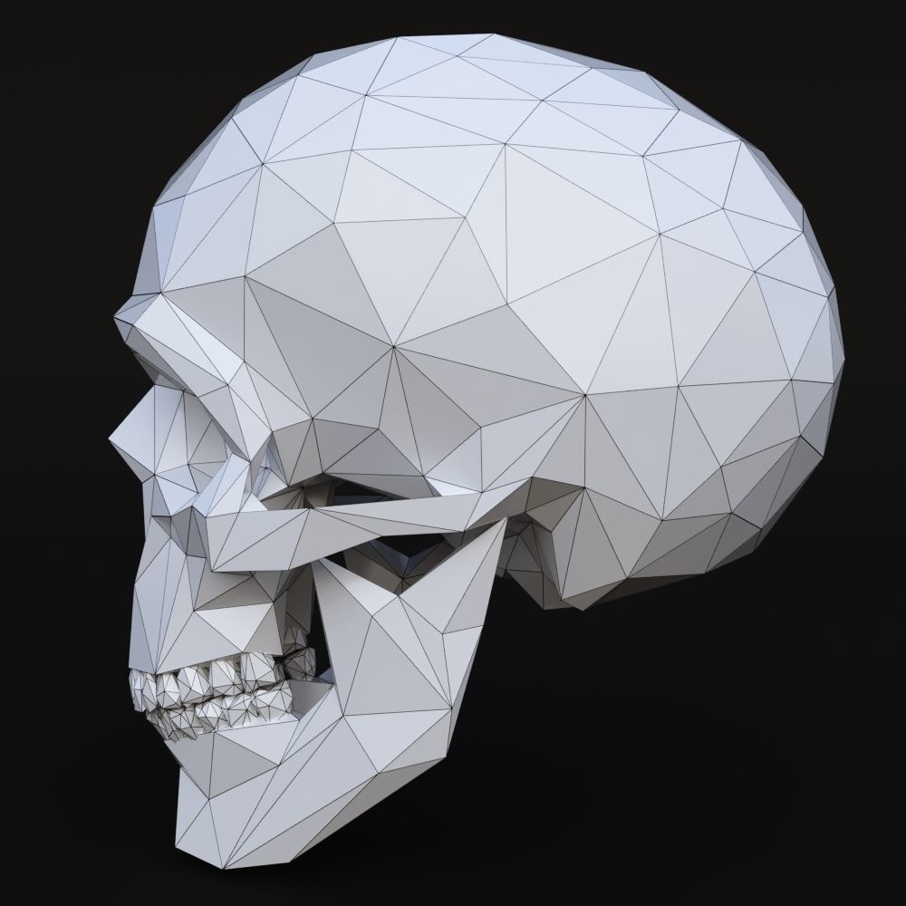 Low Poly Skull Human Low-poly 3D model_6