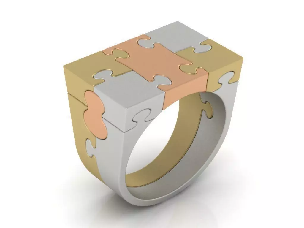 Puzzle ring 3D print model_0
