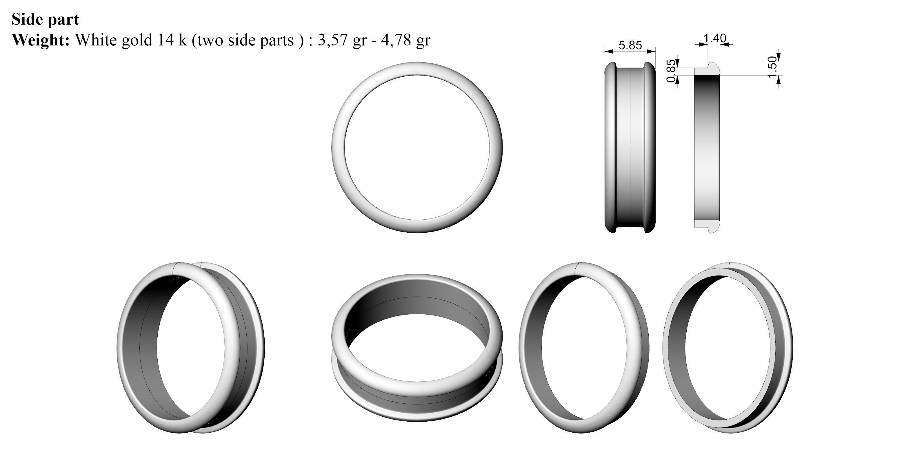 Two colored simple wedding band Ring 3   15 SIZES 3D print model_5