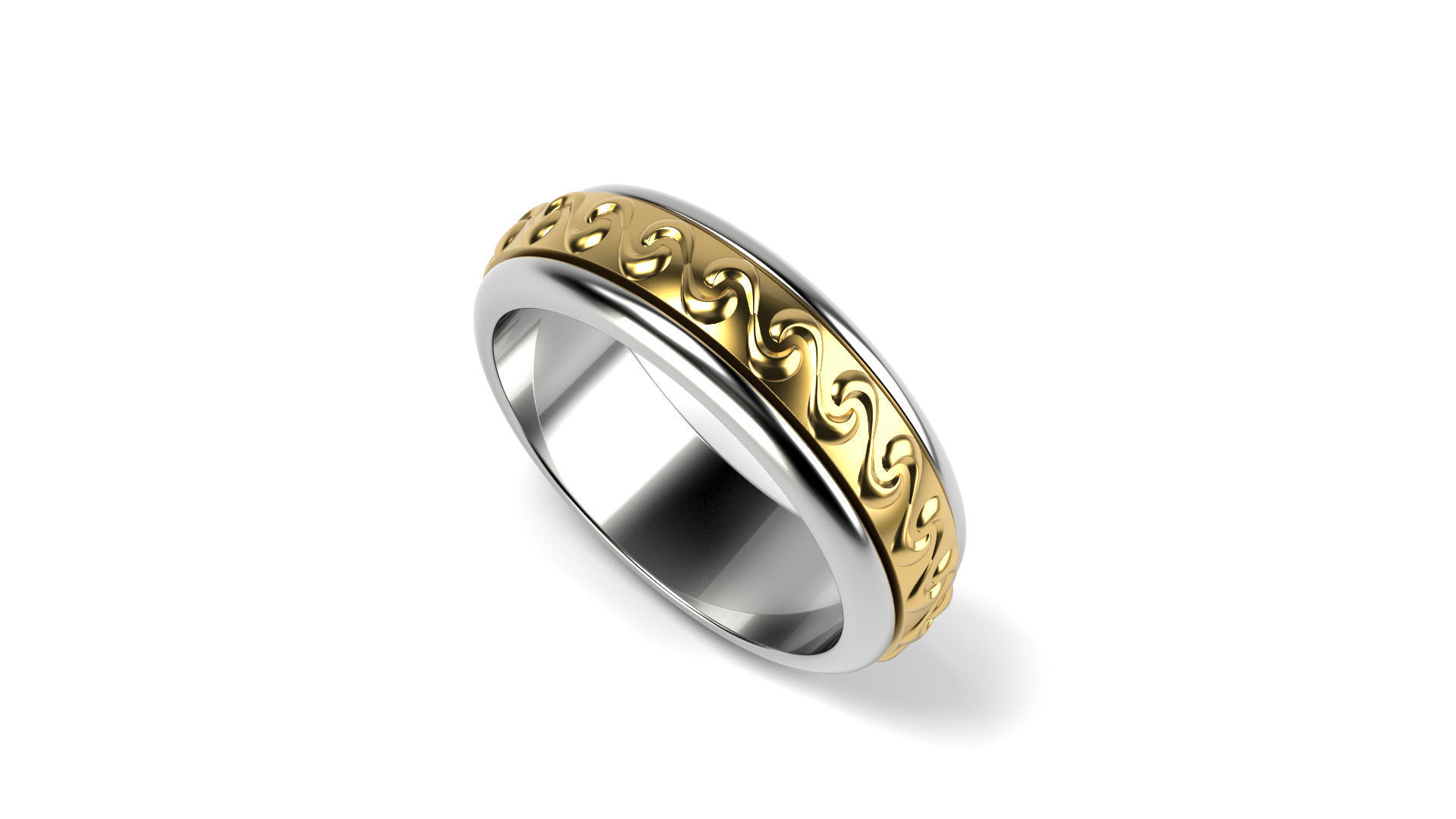 Two colored simple wedding band Bundle of 10 rings 15 SIZES 3D print model_14