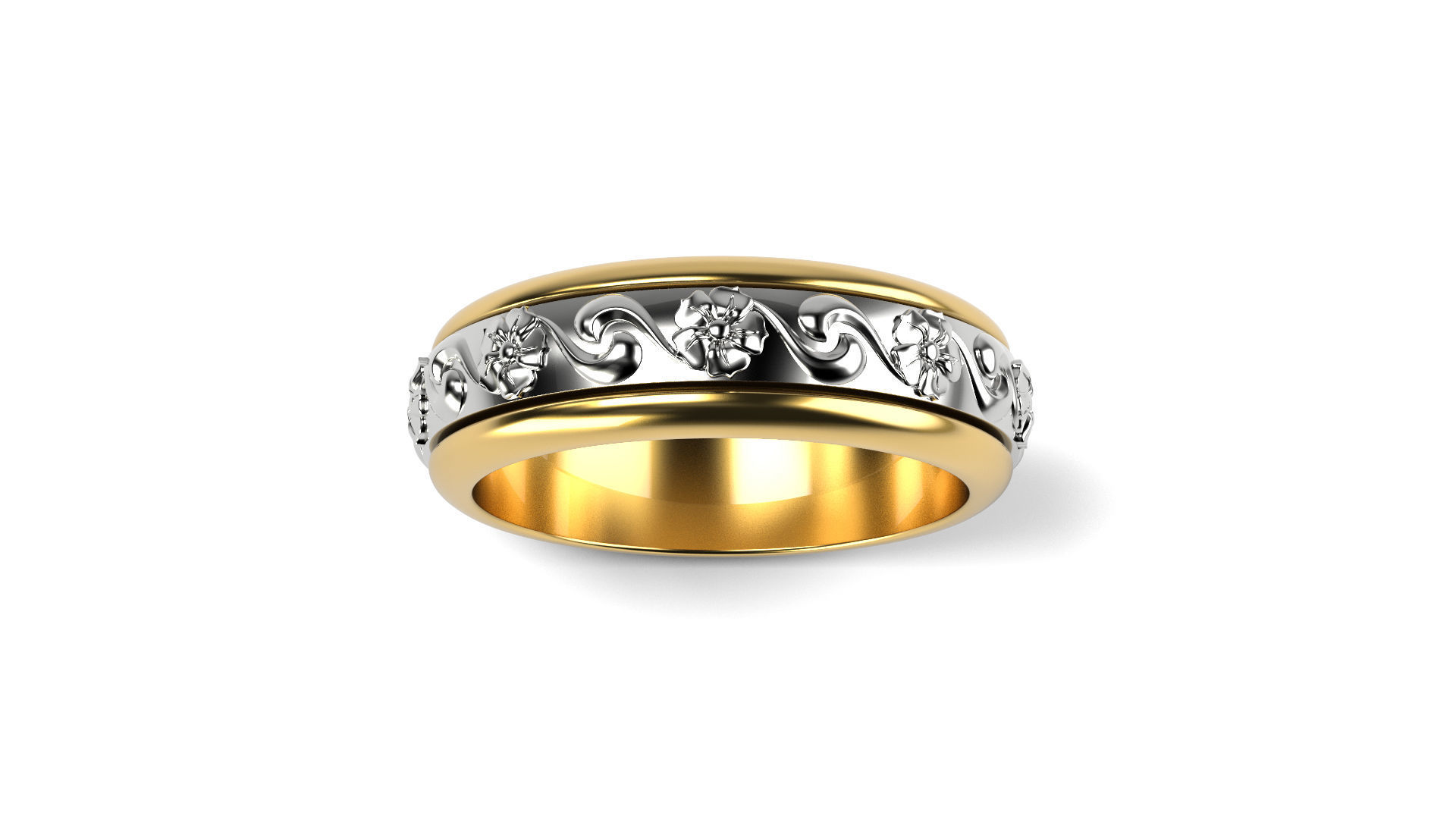 Two colored simple wedding band Bundle of 10 rings 15 SIZES 3D print model_44