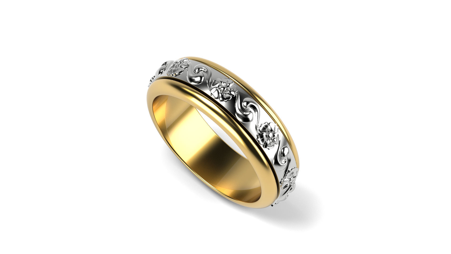 Two colored simple wedding band Bundle of 10 rings 15 SIZES 3D print model_43