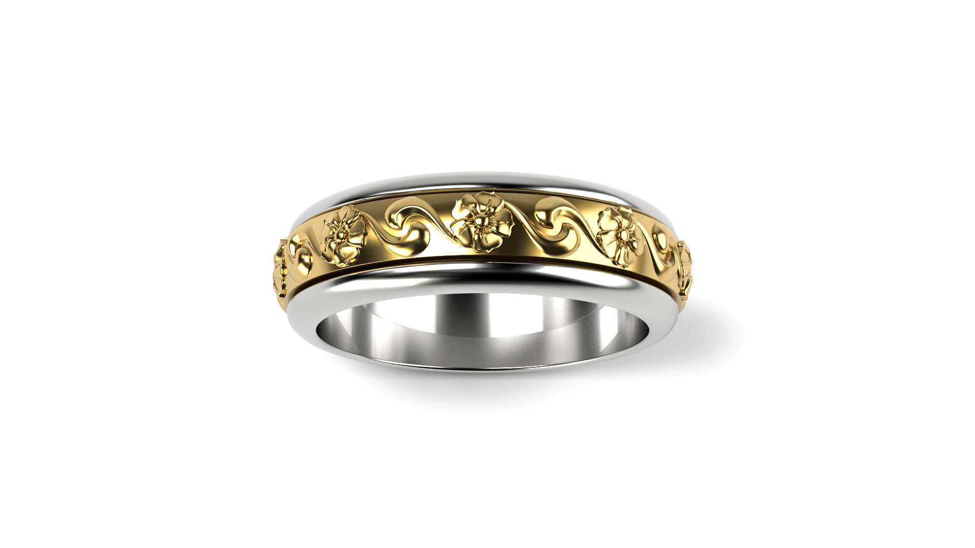 Two colored simple wedding band Bundle of 10 rings 15 SIZES 3D print model_18