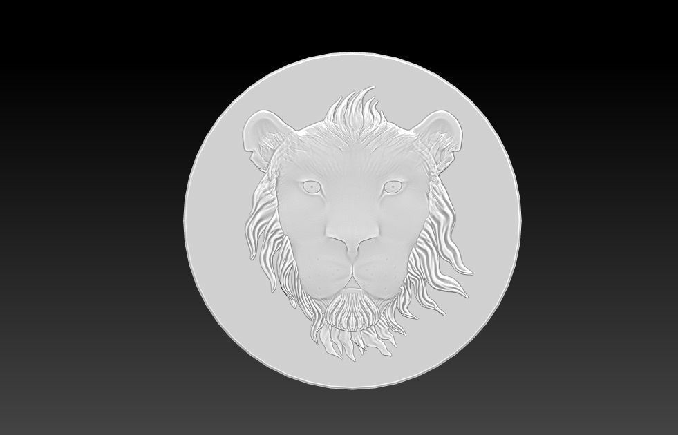 Tsavo lion head coin 3D print model_3