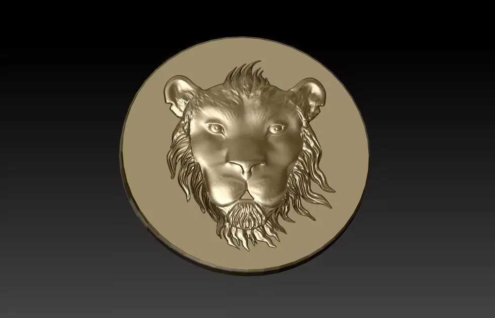 Tsavo lion head coin 3D print model_0