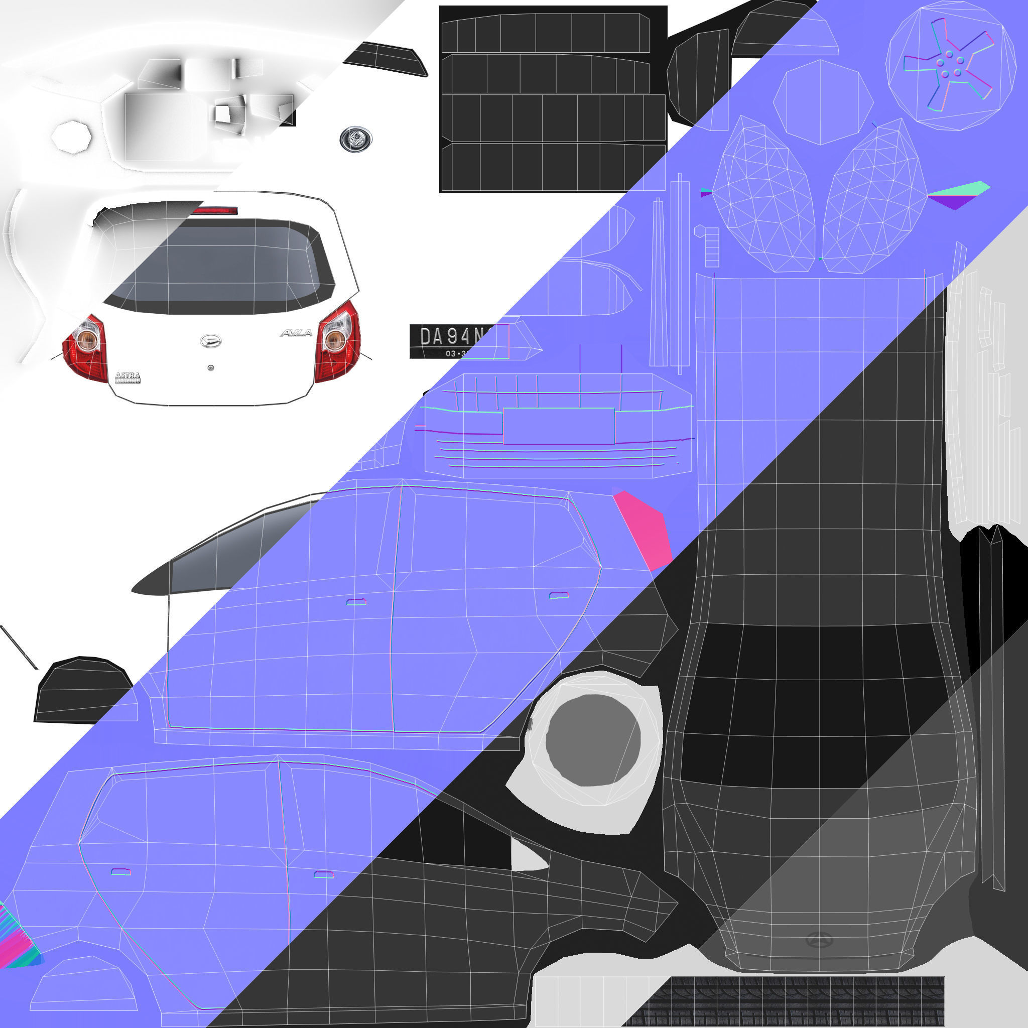 Daihatsu Ayla Low-poly 3D model_8