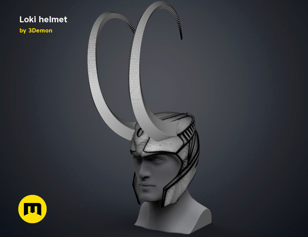 Loki helmet 3D print model_26