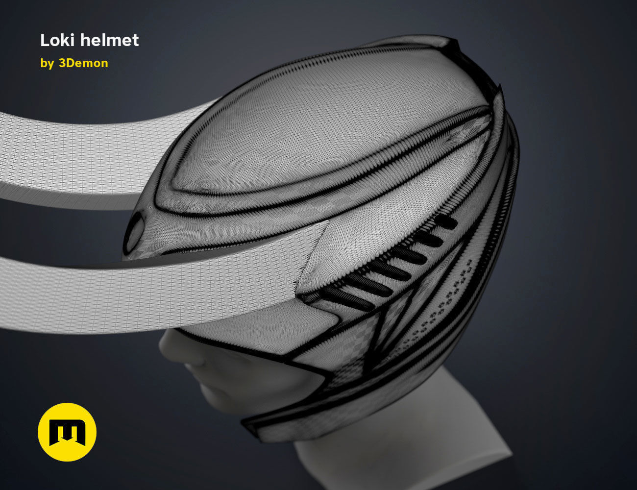 Loki helmet 3D print model_28