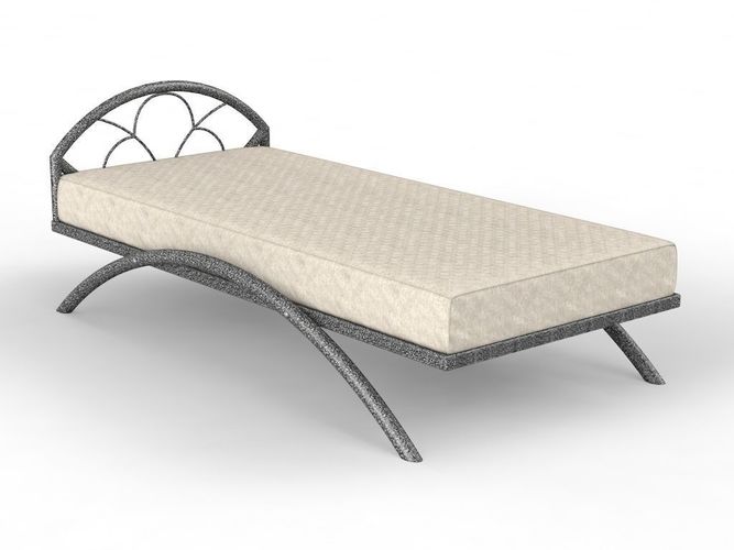Metal bed with mattress 3D model