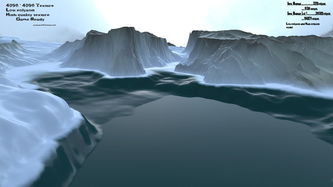 snow terrain Low-poly 3D model