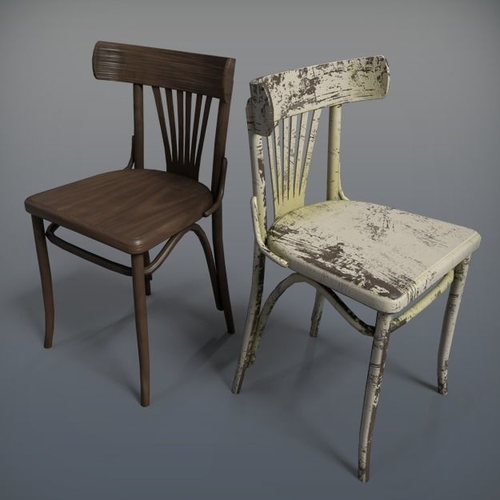 Wooden Chair Fanton Low-poly 3D model