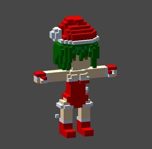 Voxel Santa Girl1 Low-poly 3D model