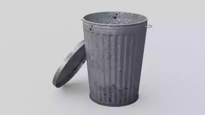 Dustbin 3 Lowpoly metal trash can