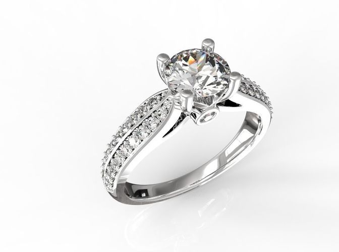 Ring014 diamond engagement ring gold 3D print model