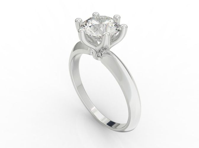 Ring015 engagement ring with solitaire setting 3D print model