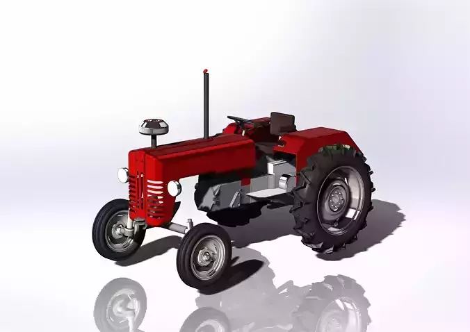 Rural Shiny Metal Tractor 3D Project Free 3D model