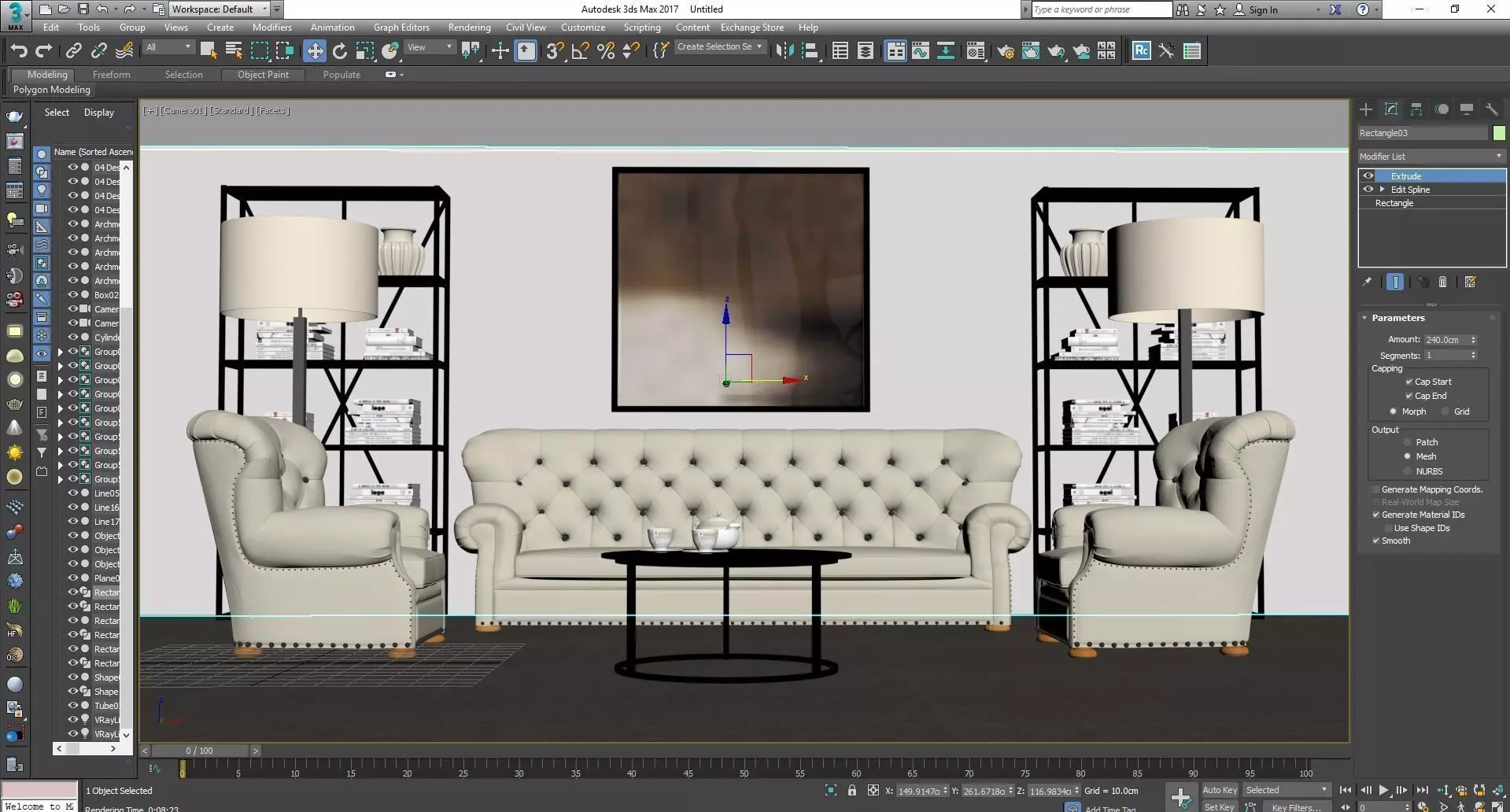 chesterfield Set living room 3D model_0