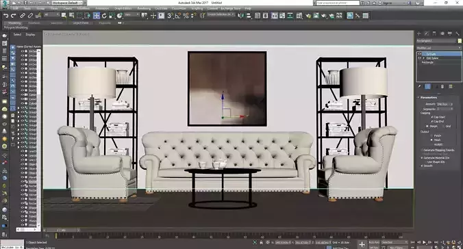 chesterfield Set living room 3D model