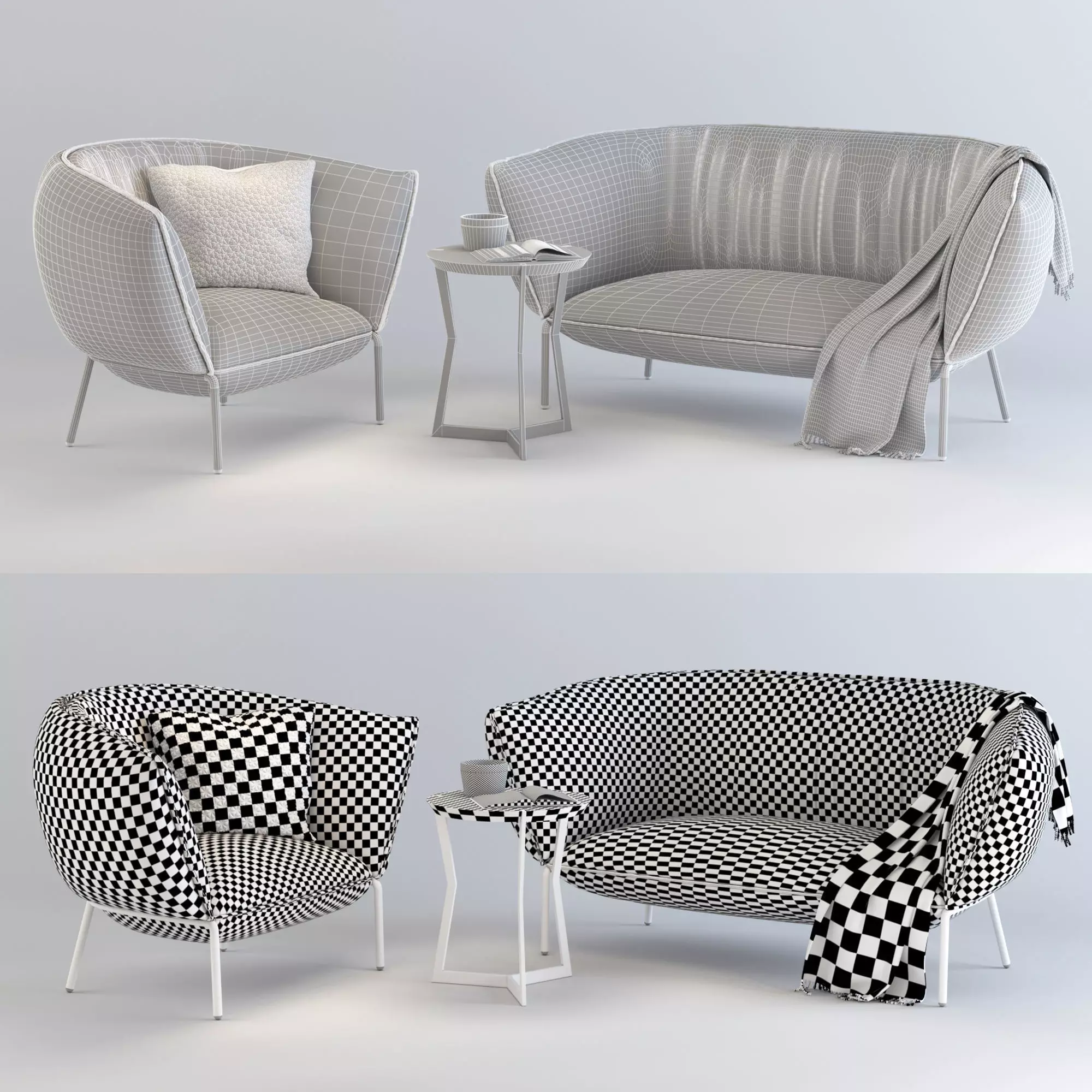 chesterfield Set living room 3D model_3