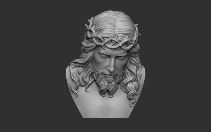 Jesus Bust Relief 3D print model