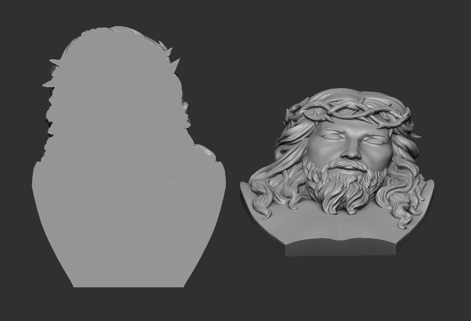 Jesus Bust Relief 3D print model_3