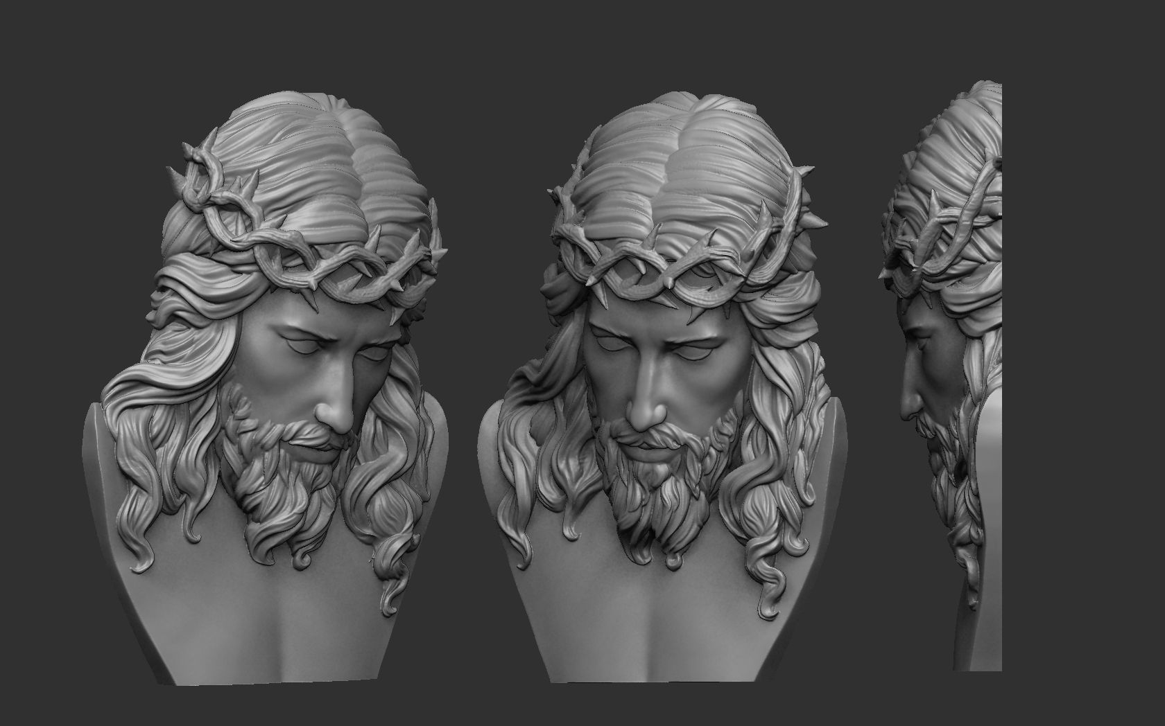 Jesus Bust Relief 3D print model_1