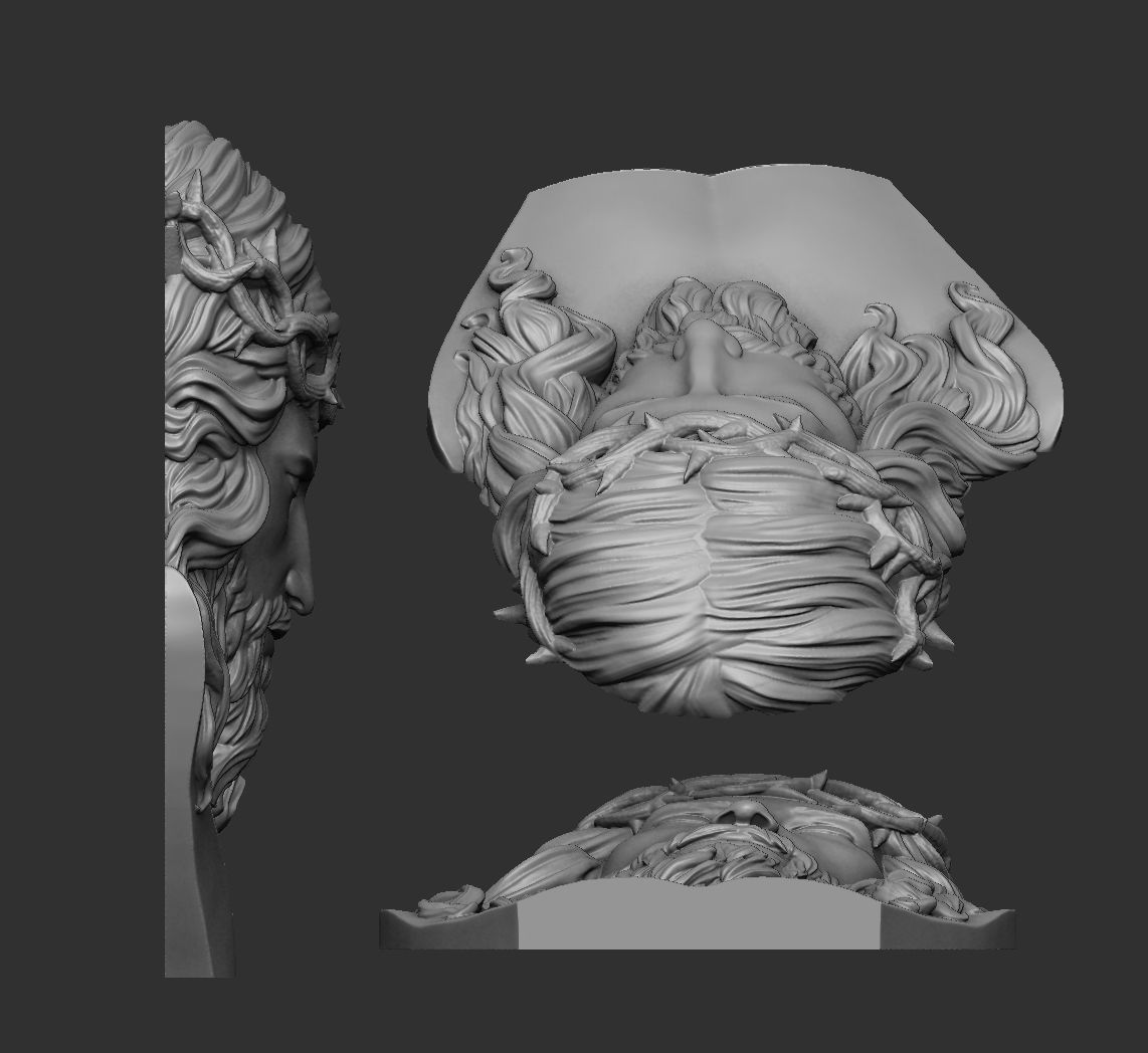 Jesus Bust Relief 3D print model_2