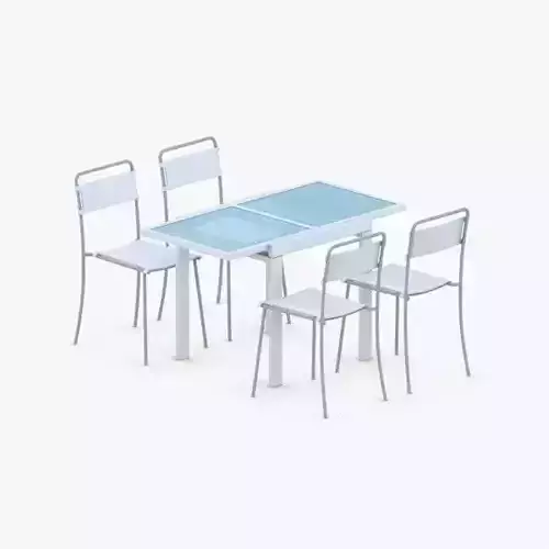 0715 - Table and Chairs Set Low-poly 3D model