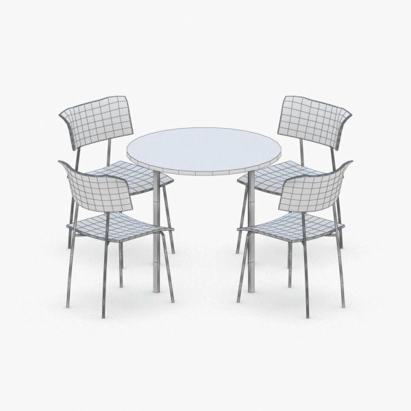 0719 - Table and Chairs Set Low-poly 3D model_3