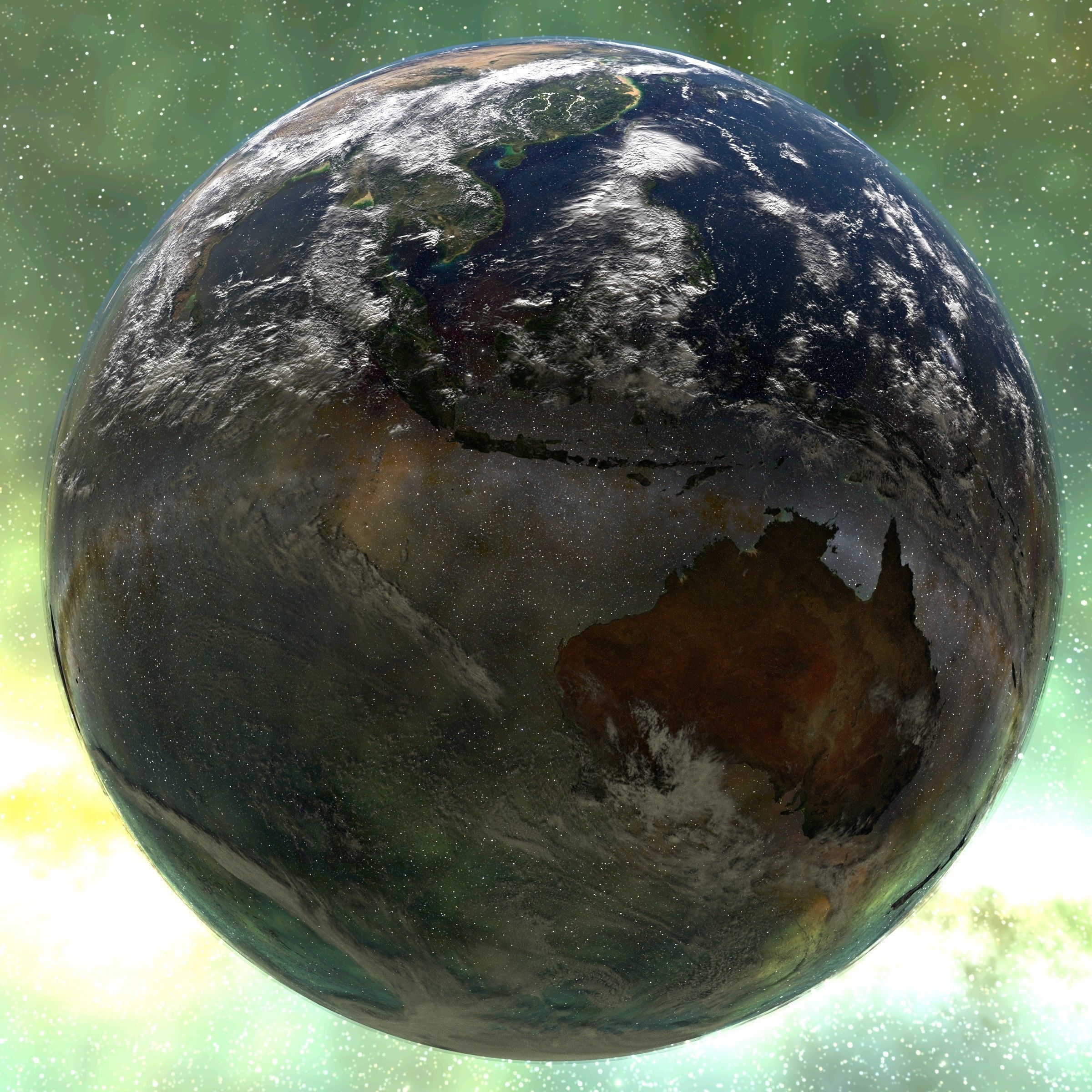 Low poly Earth from space Low-poly 3D model_1