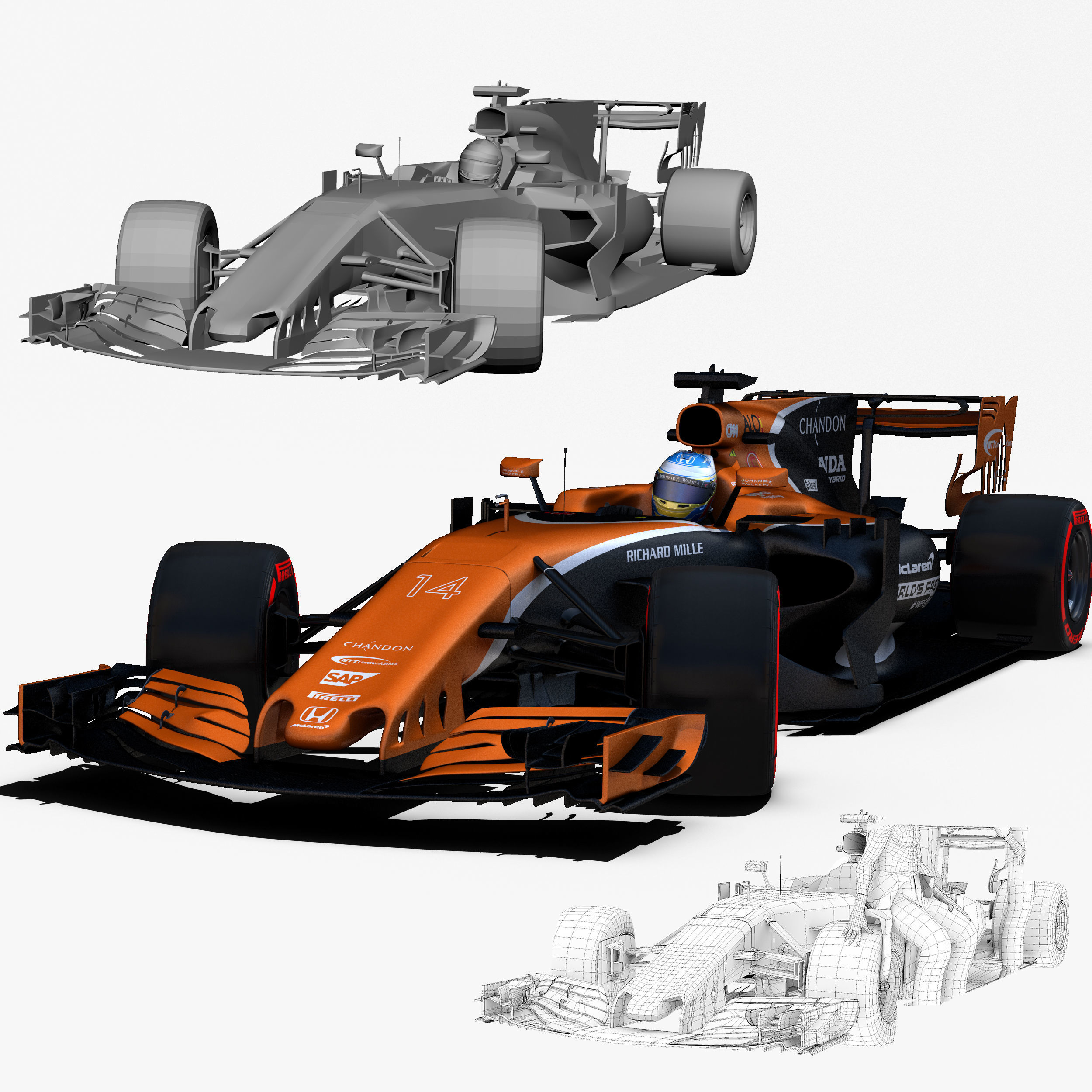 McLaren MCL32 Low-poly 3D model_7