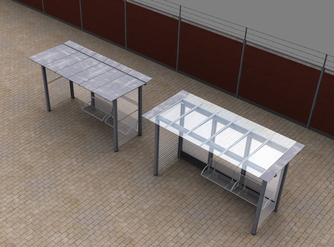 Bus Stop Modern Low-poly 3D model_5