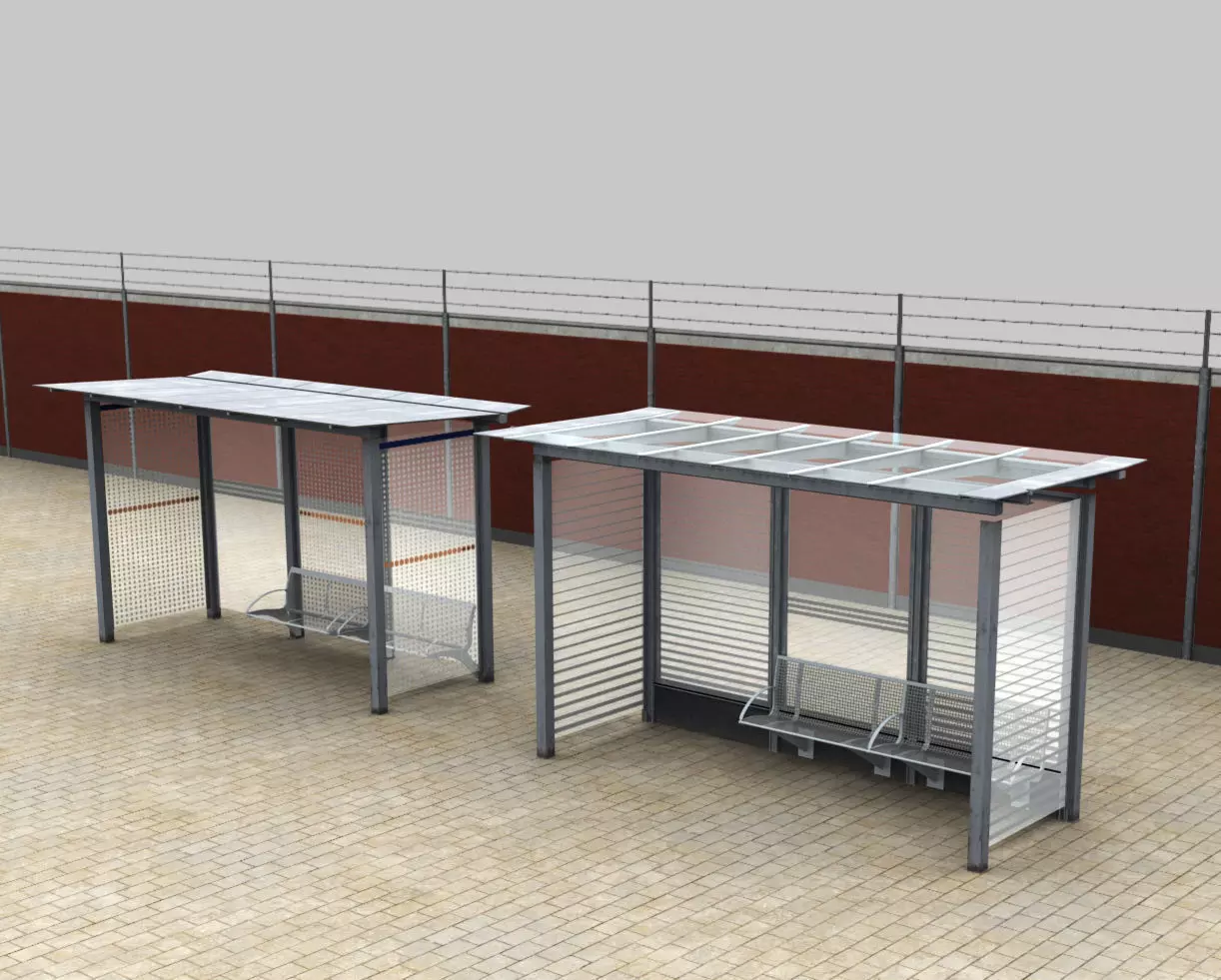 Bus Stop Modern Low-poly 3D model_0