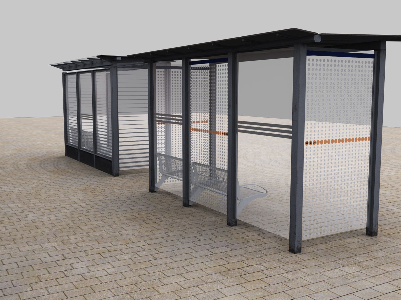 Bus Stop Modern Low-poly 3D model_3