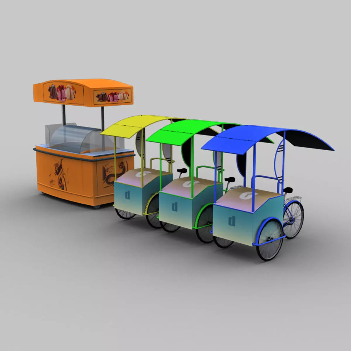 Ice Cream Cart Low-poly 3D model