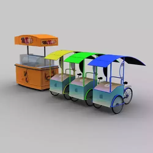 Ice Cream Cart Low-poly 3D model