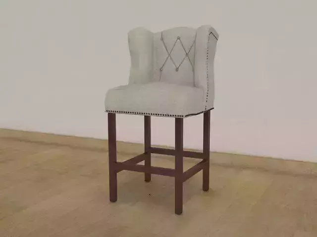chair wingback bar stool Low-poly 3D model