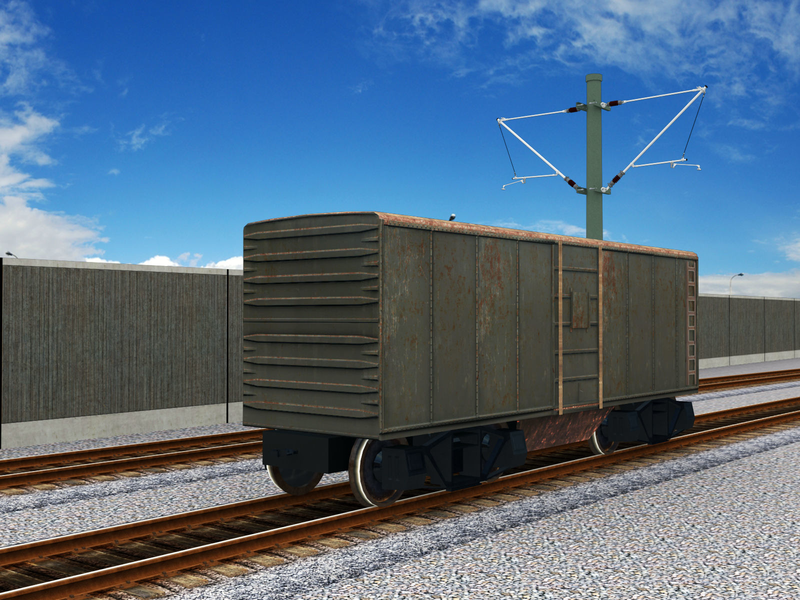 freight wagon Lowpoly Low-poly 3D model_1