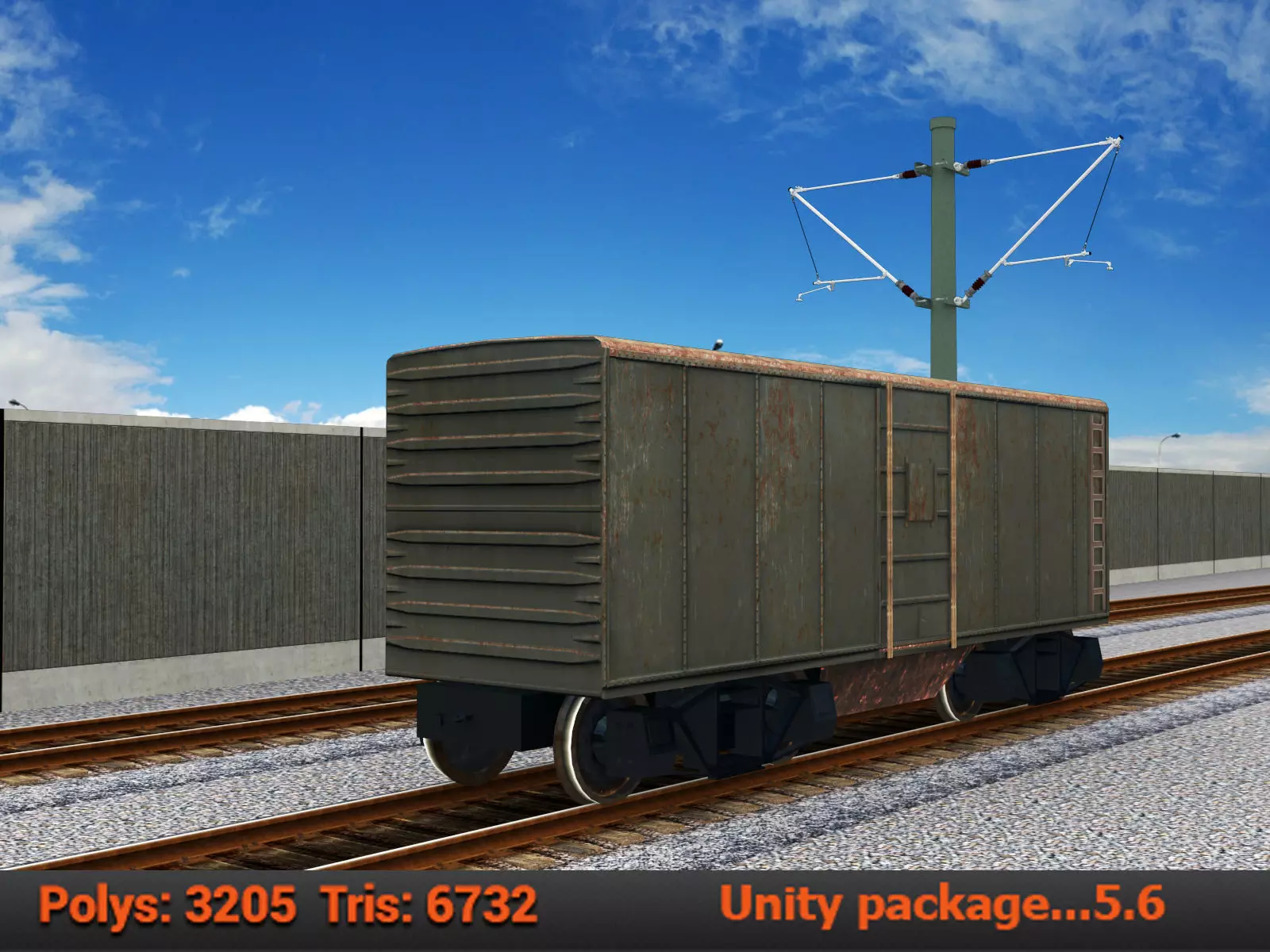 freight wagon Lowpoly Low-poly 3D model_0