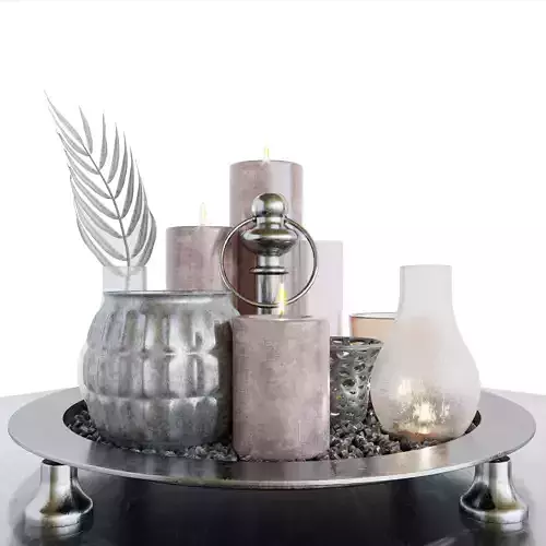 Candles 4 silver tray with