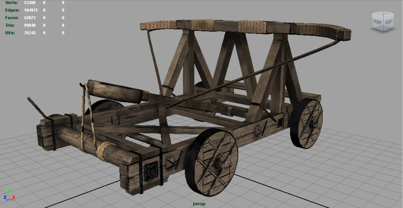 Medieval Catapult 3D model_2