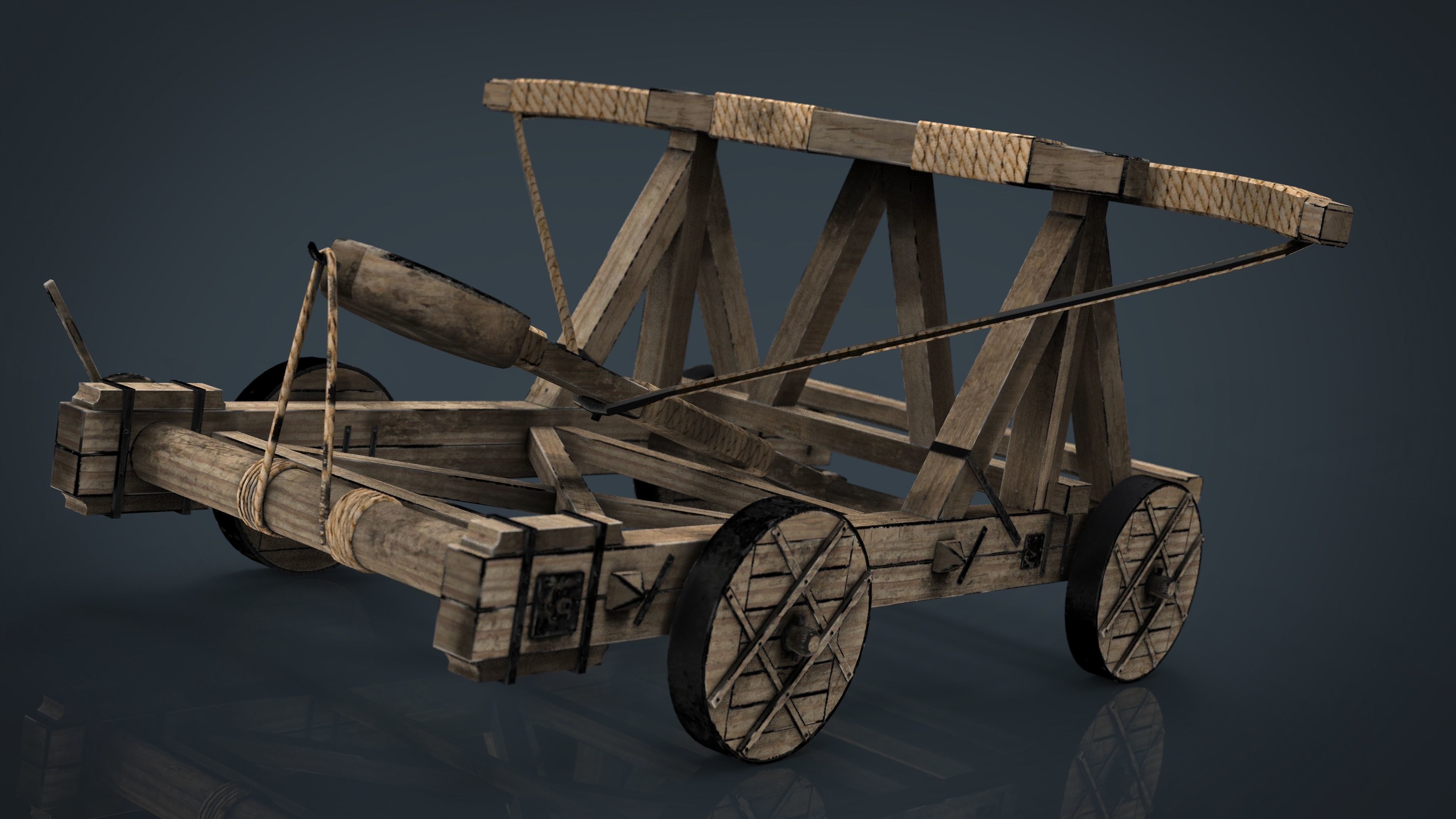Medieval Catapult 3D model_14