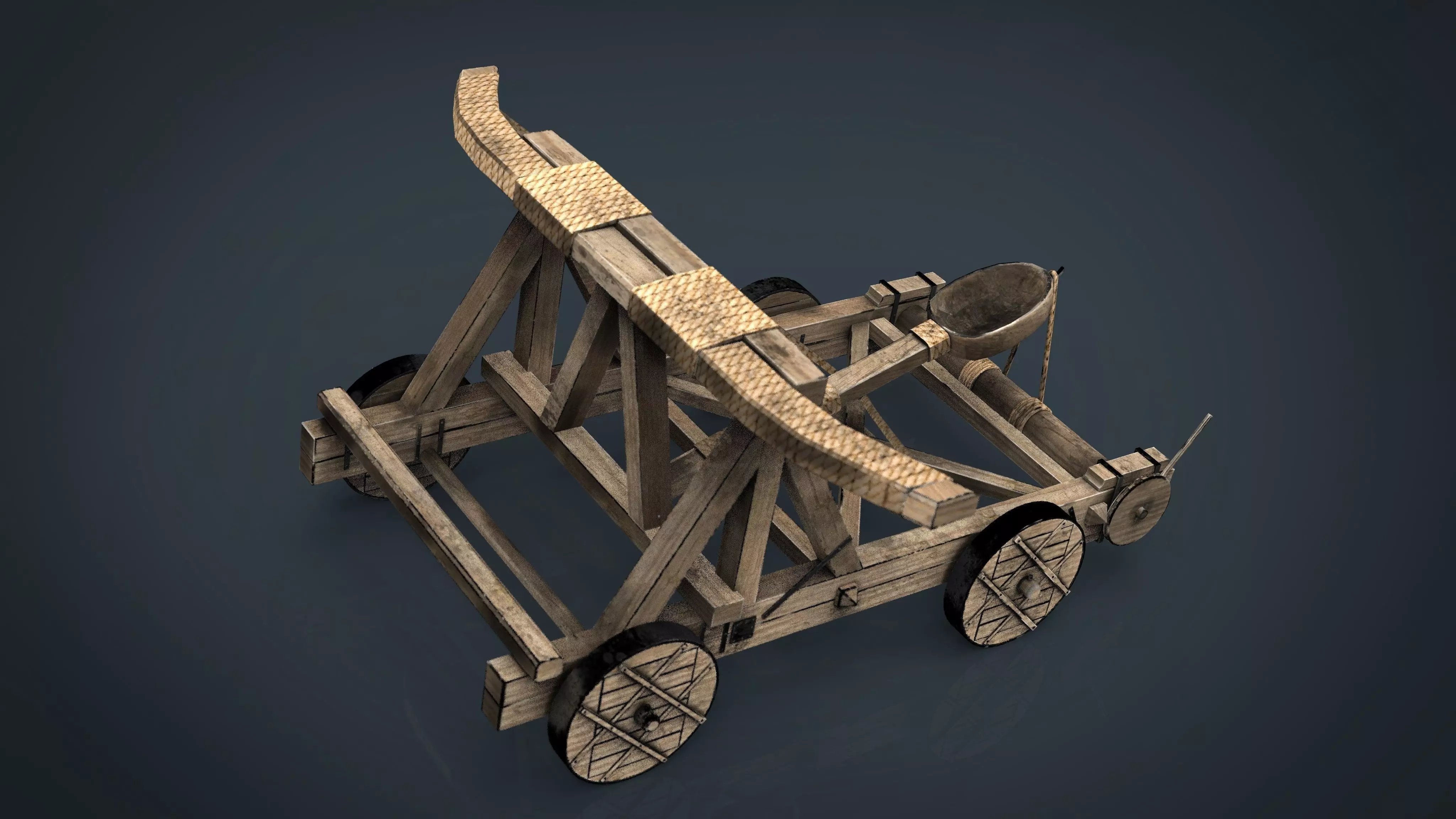 Medieval Catapult 3D model_0