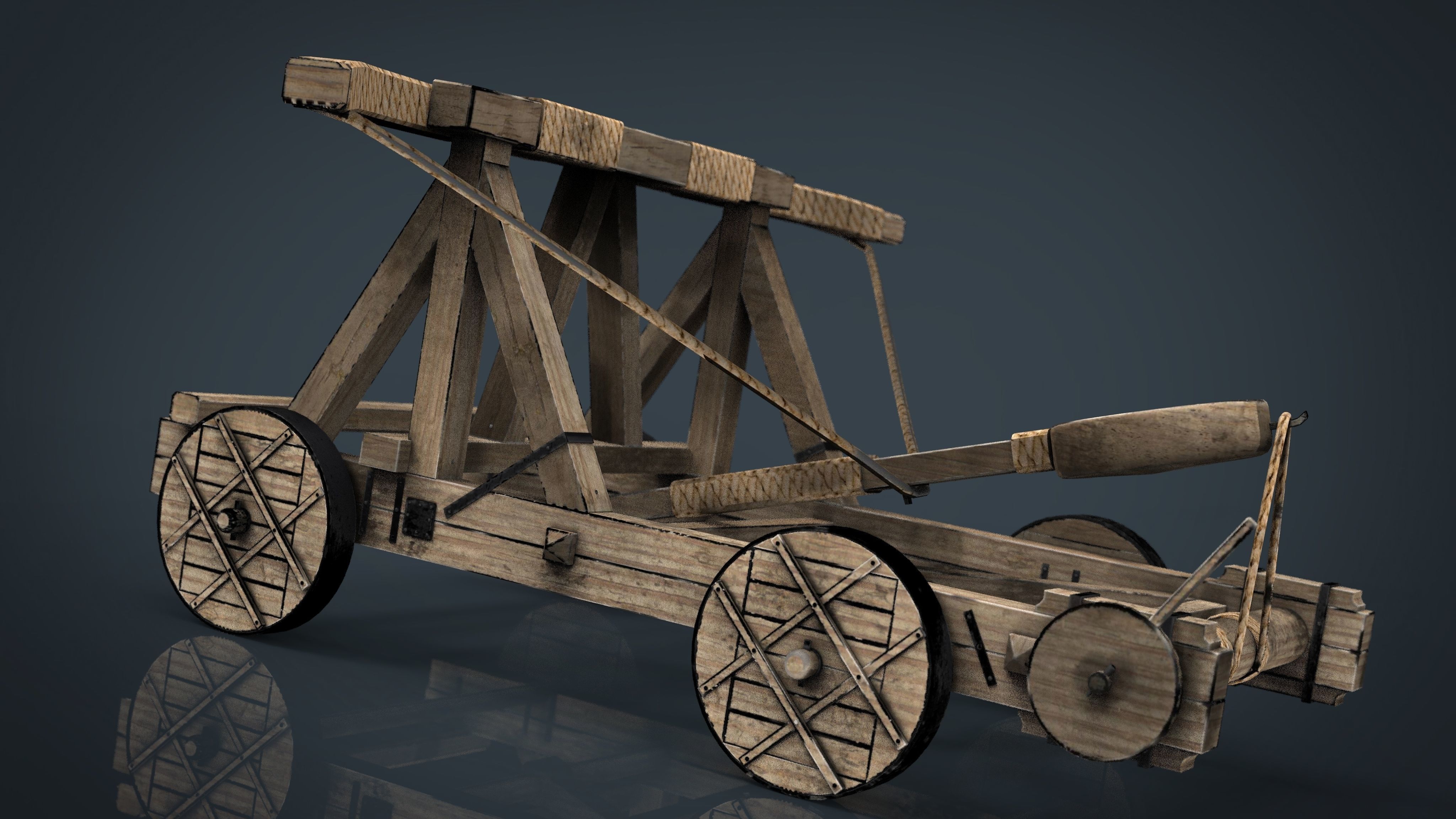 Medieval Catapult 3D model_4