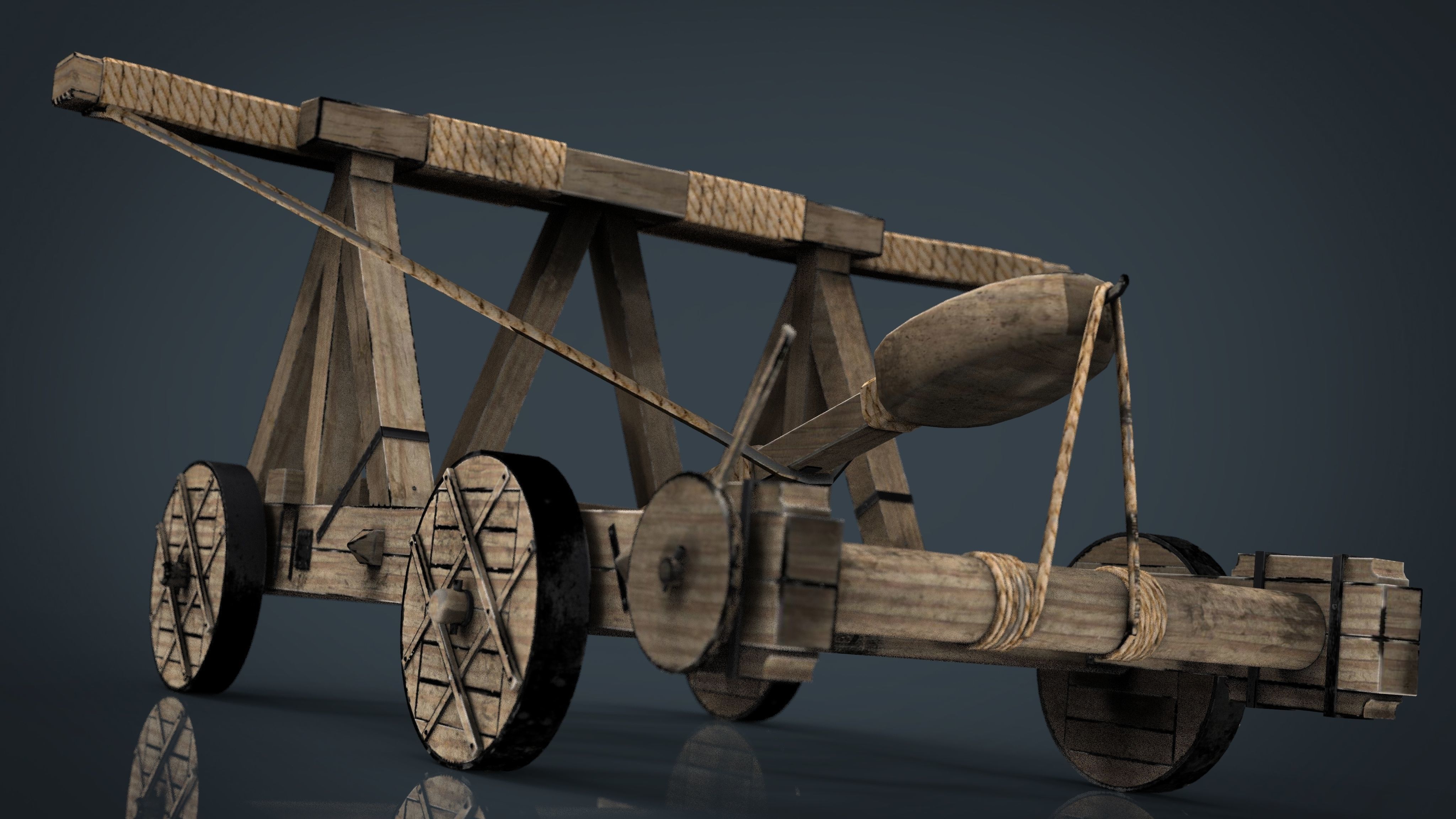 Medieval Catapult 3D model_12