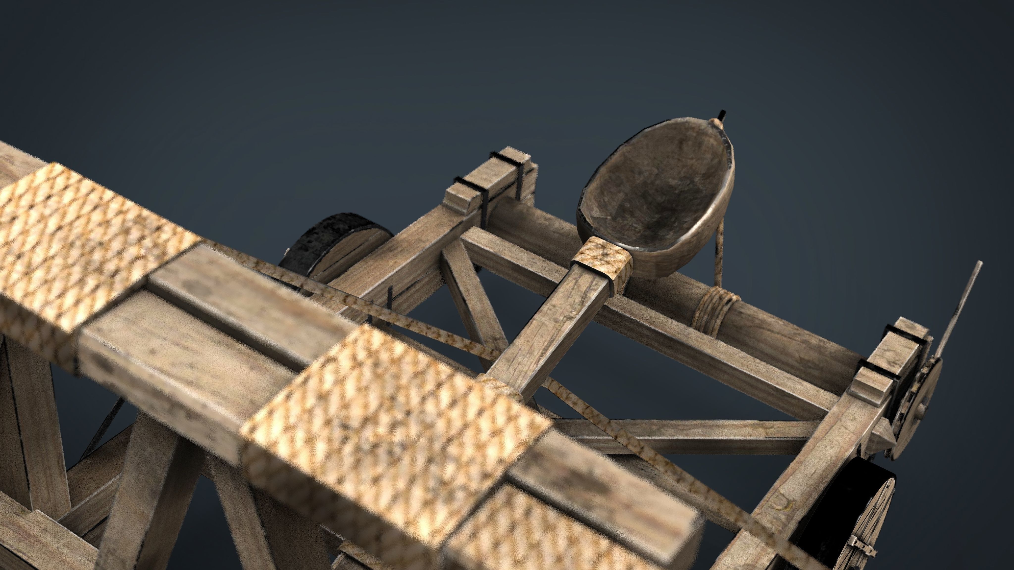 Medieval Catapult 3D model_3