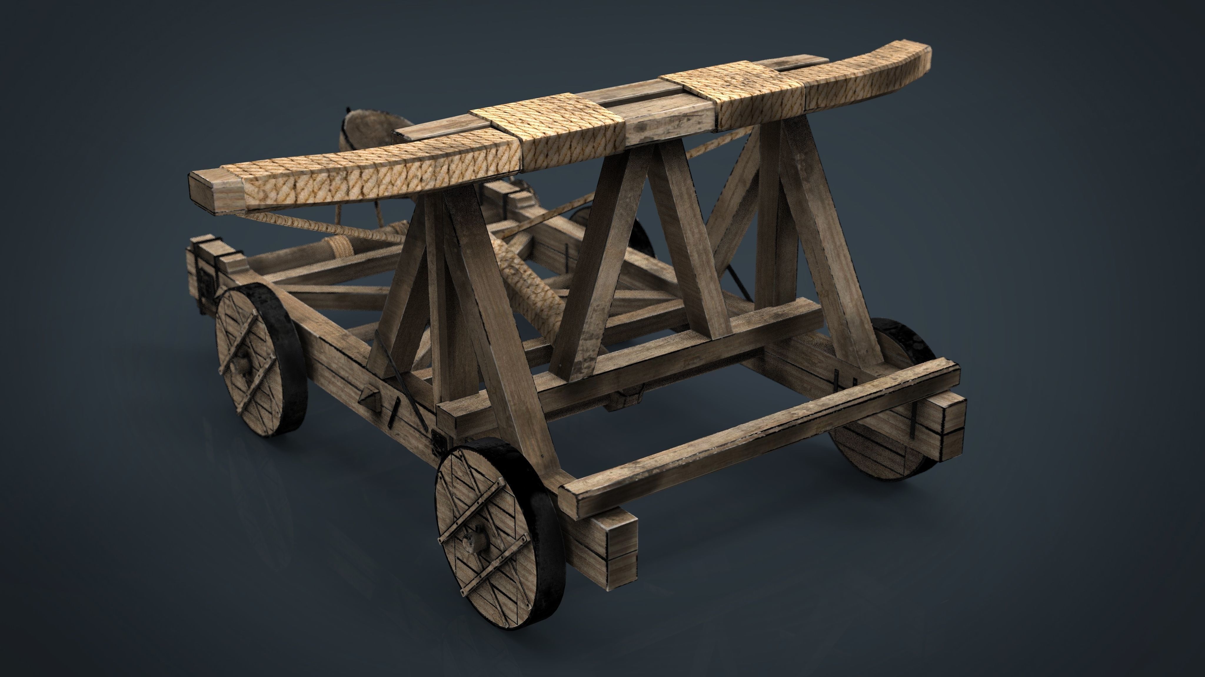 Medieval Catapult 3D model_13