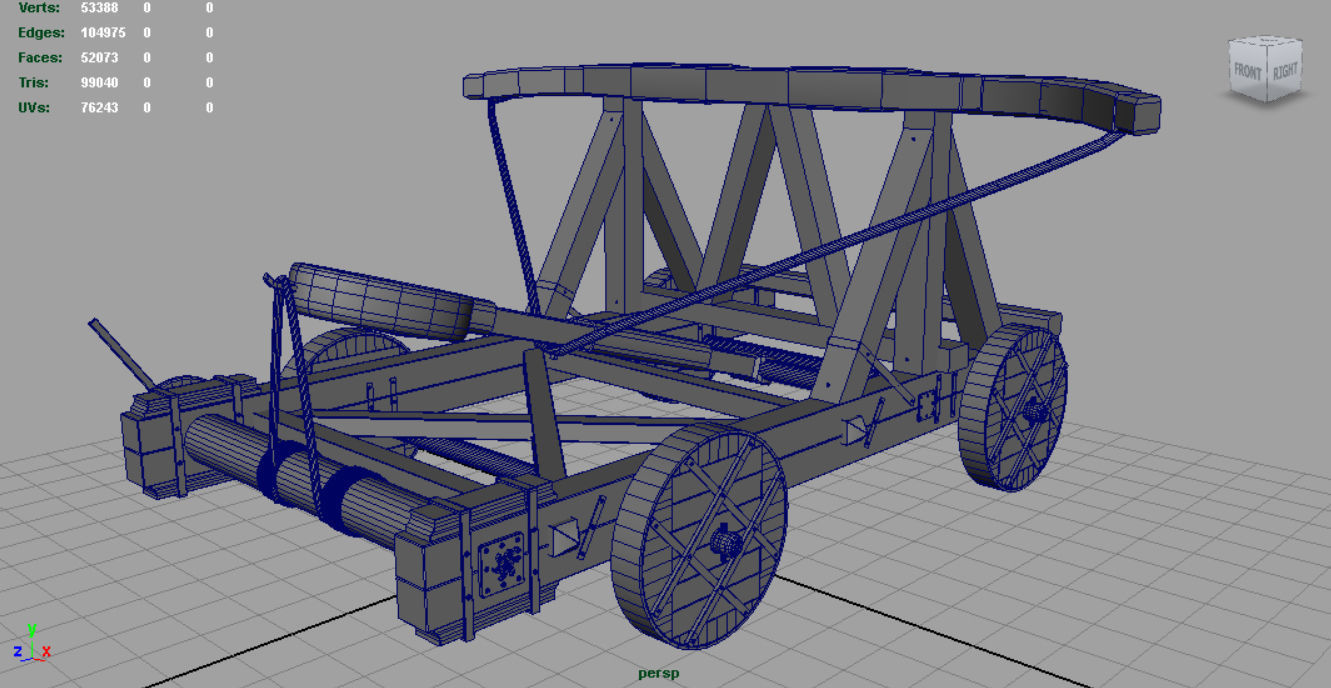 Medieval Catapult 3D model_6