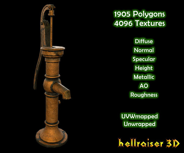 Water Pump - PBR - Textured Low-poly 3D model