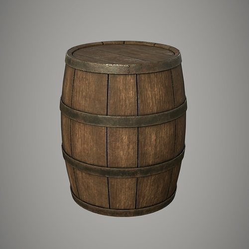 Wooden Barrel Low-poly 3D model